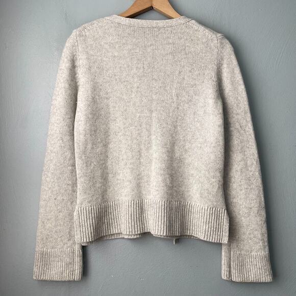 Ann Taylor Womens Size XS Beige Cashmere Wool Lace Up Soft Sweater Minimalist - Picture 6 of 10